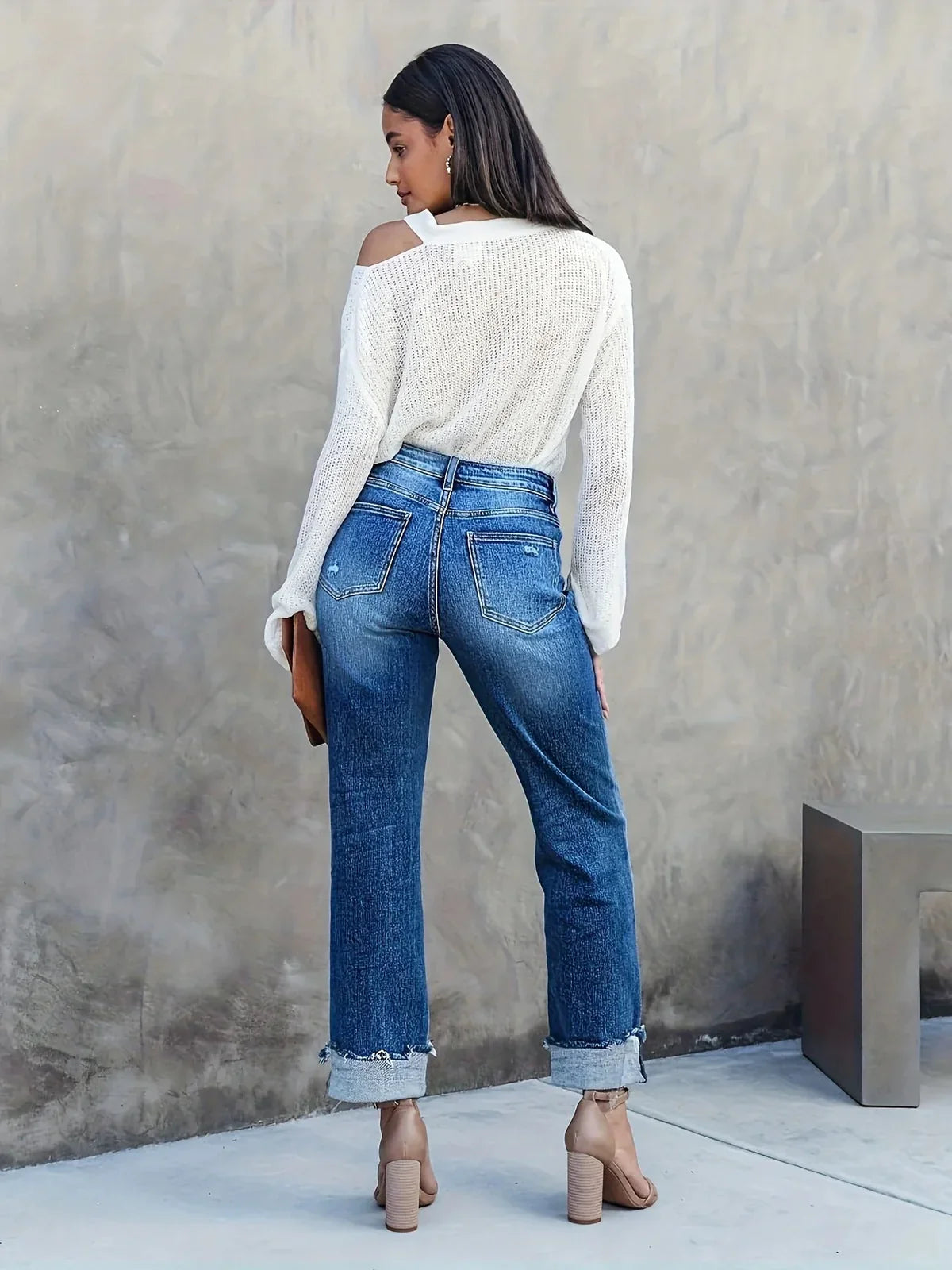 Ginny – High-rise Straight-leg Turn-up Jeans