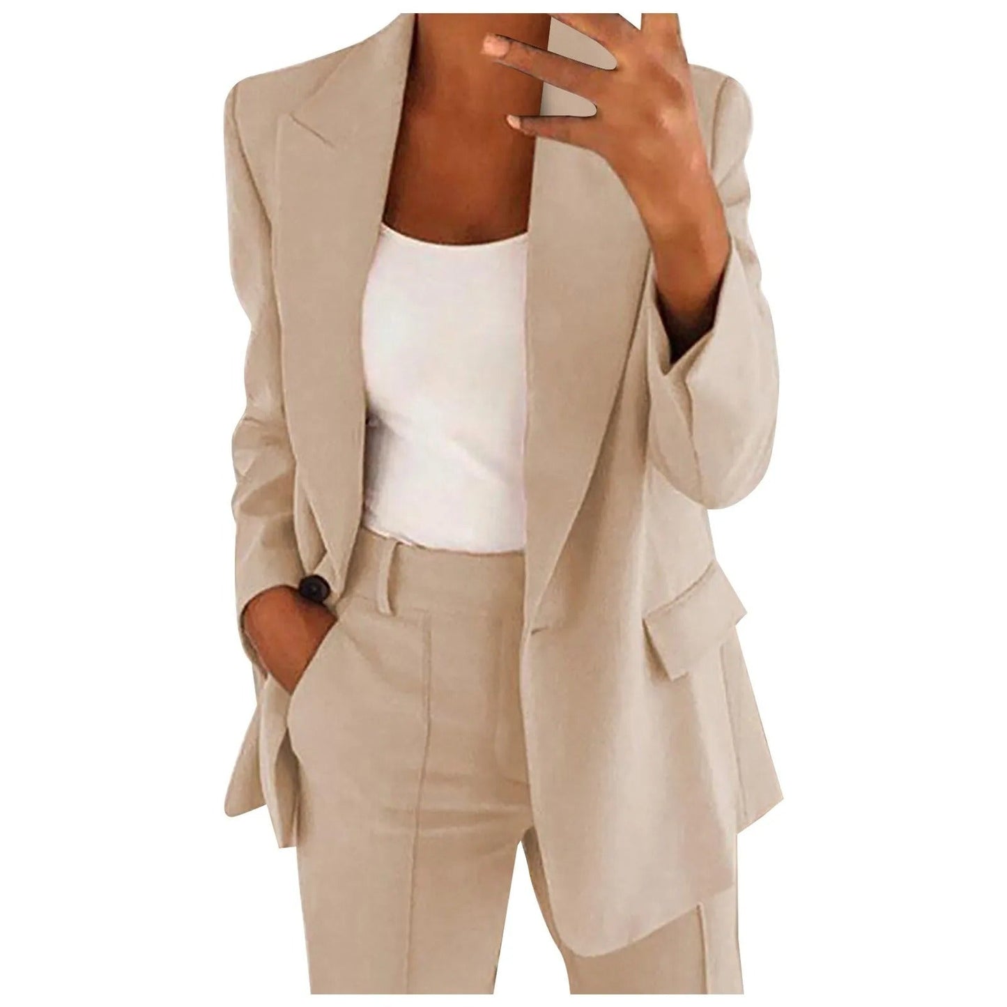 MiraSet - Women's Suit Set with Blazer and Trousers in Solid Color