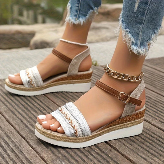 Nolienne – Stylish Braided Espadrille Wedge Sandals