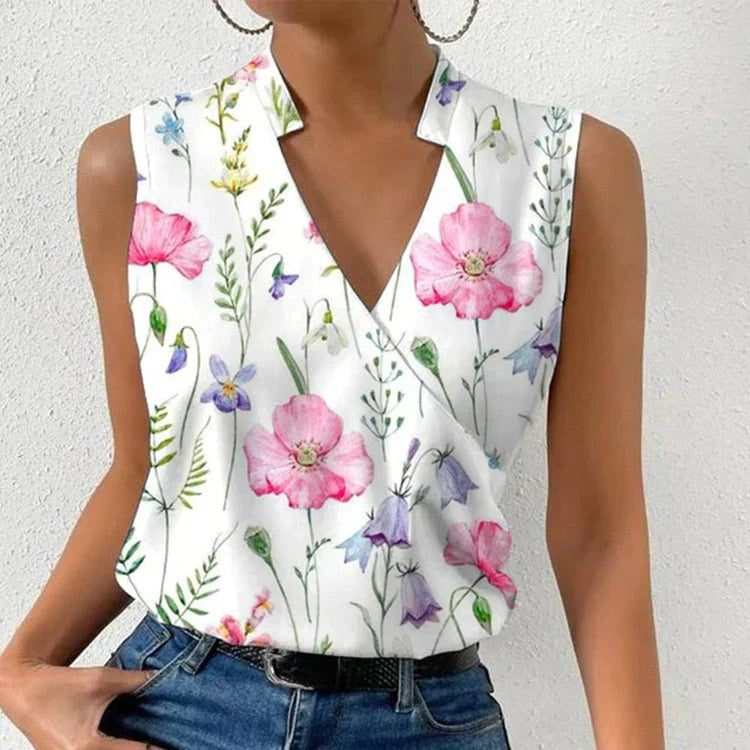 Virelai – Stylish V-neck Sleeveless Blouse