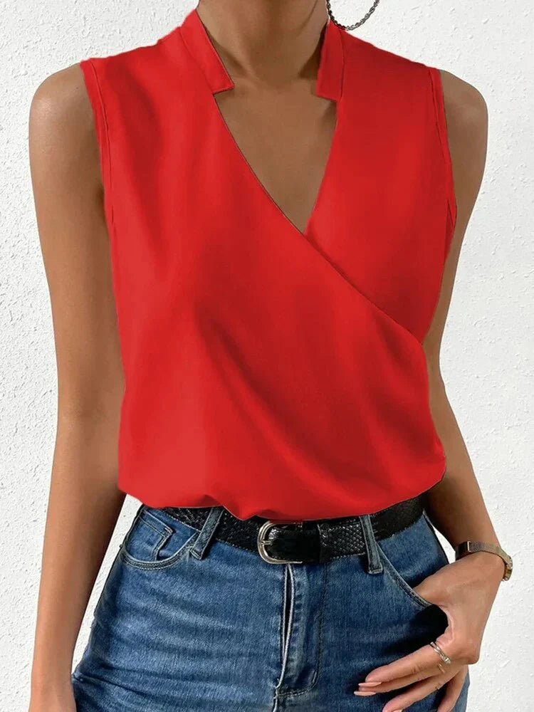 Virelai – Stylish V-neck Sleeveless Blouse