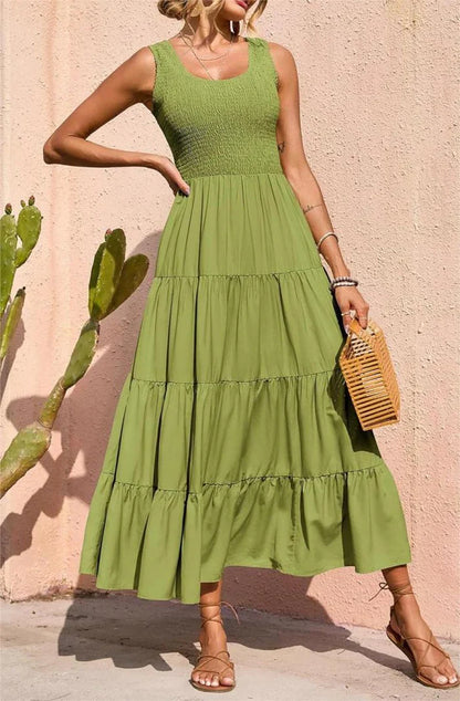 Arcelia – Adorable Sleeveless Tiered Maxi Dress