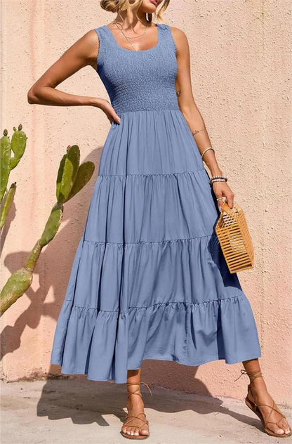 Arcelia – Adorable Sleeveless Tiered Maxi Dress