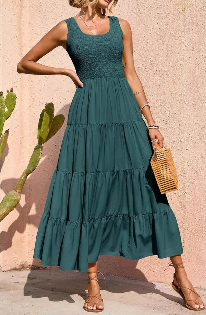 Arcelia – Adorable Sleeveless Tiered Maxi Dress