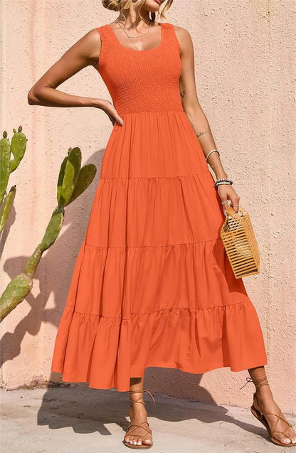 Arcelia – Adorable Sleeveless Tiered Maxi Dress