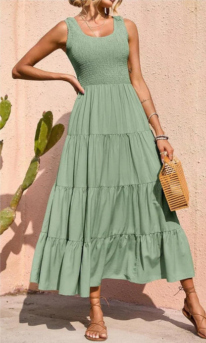 Arcelia – Adorable Sleeveless Tiered Maxi Dress