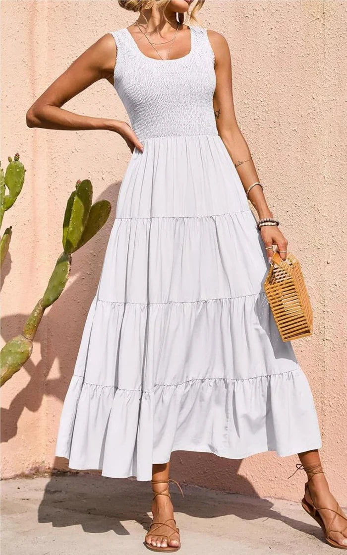 Arcelia – Adorable Sleeveless Tiered Maxi Dress