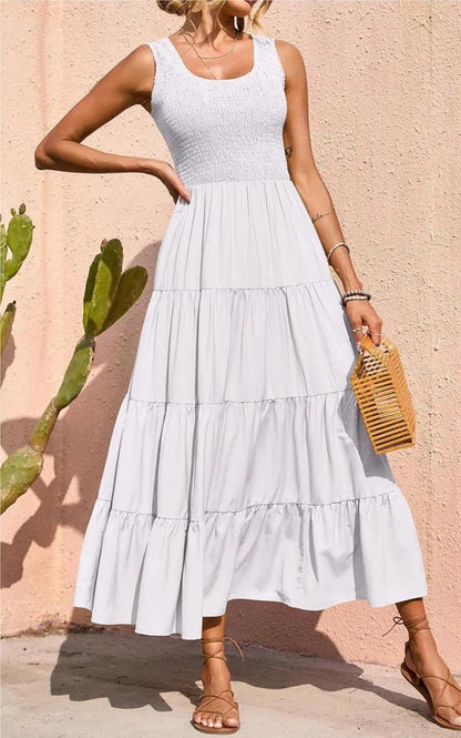 Arcelia – Adorable Sleeveless Tiered Maxi Dress