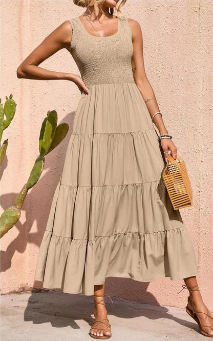 Arcelia – Adorable Sleeveless Tiered Maxi Dress