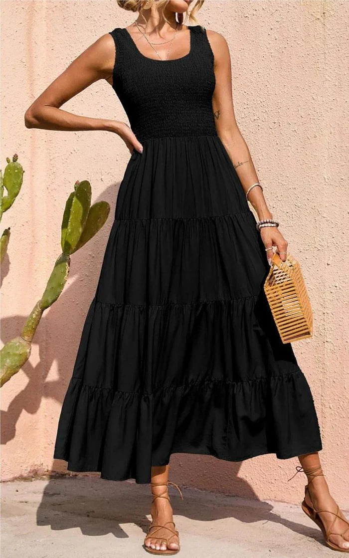 Arcelia – Adorable Sleeveless Tiered Maxi Dress