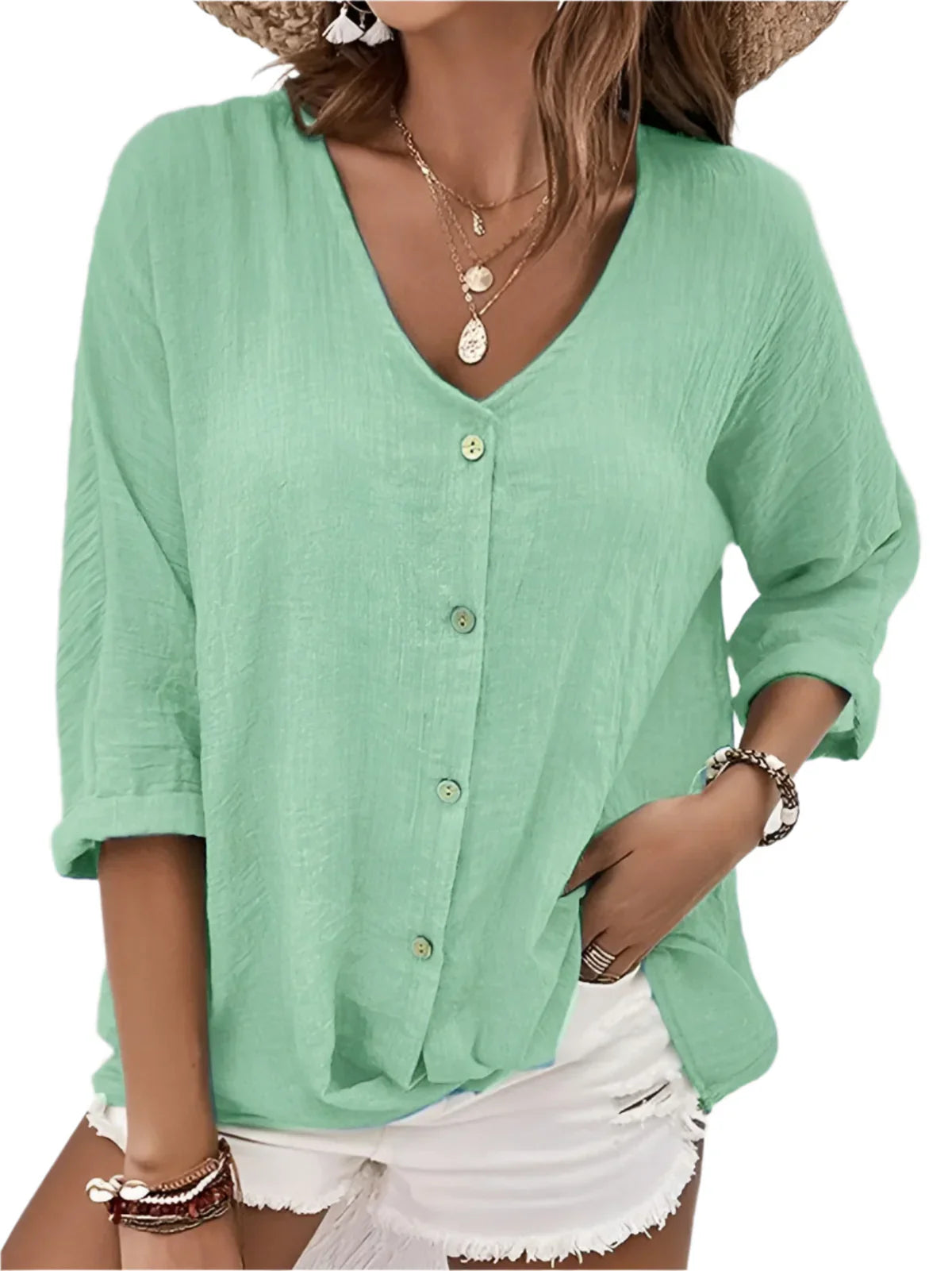 Seira – Cotton-linen Button Blouse