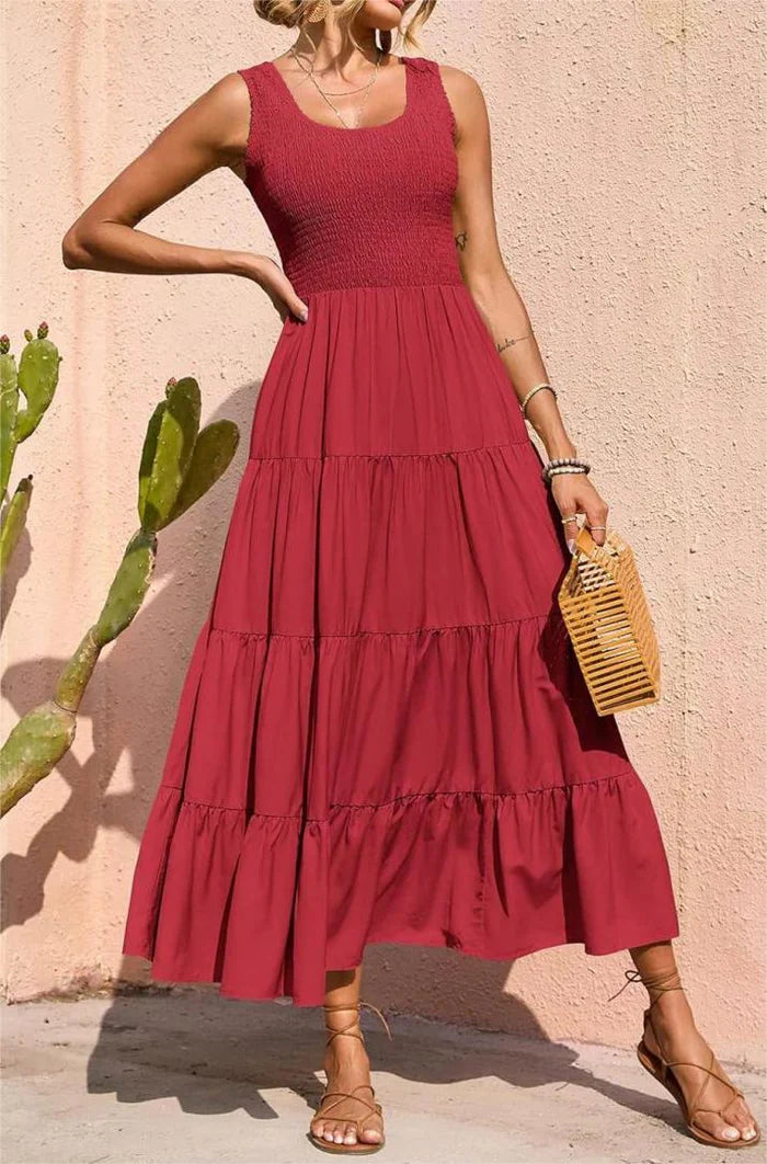 Arcelia – Adorable Sleeveless Tiered Maxi Dress