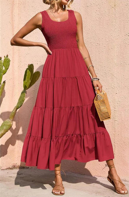 Arcelia – Adorable Sleeveless Tiered Maxi Dress