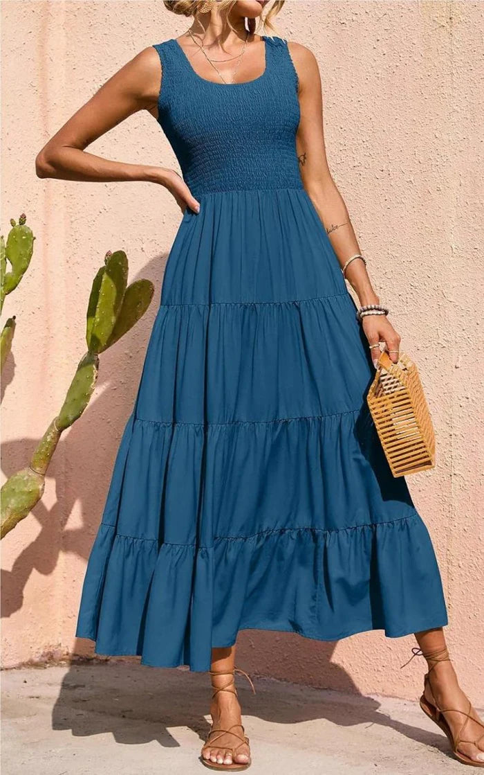 Arcelia – Adorable Sleeveless Tiered Maxi Dress
