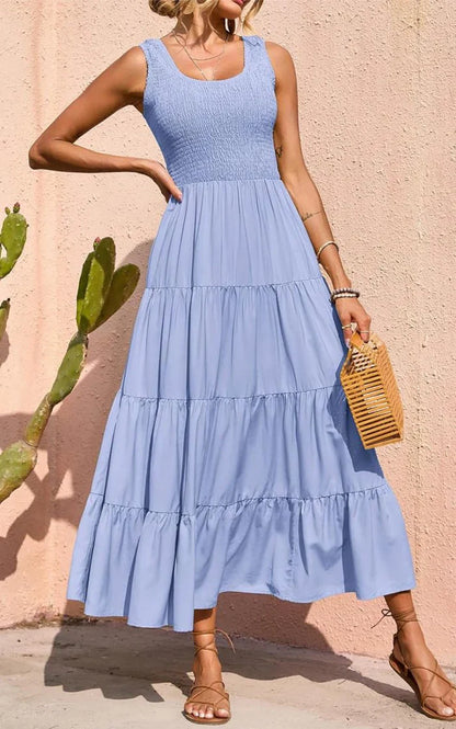 Arcelia – Adorable Sleeveless Tiered Maxi Dress