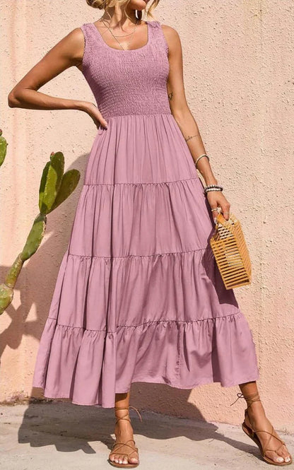 Arcelia – Adorable Sleeveless Tiered Maxi Dress