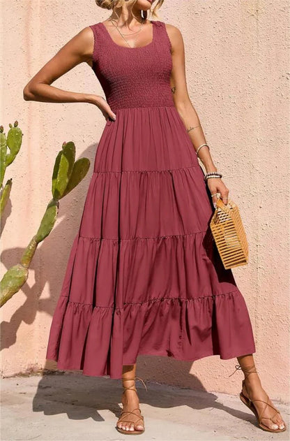 Arcelia – Adorable Sleeveless Tiered Maxi Dress