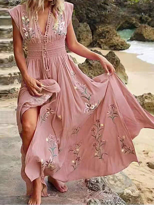 Carmela - Elegant Boho Floral Maxi Dress