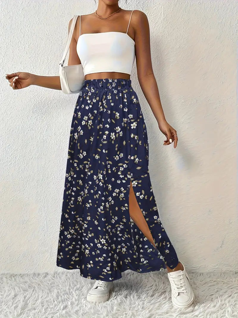 Louvina – Maxi Skirt with Floral Slit