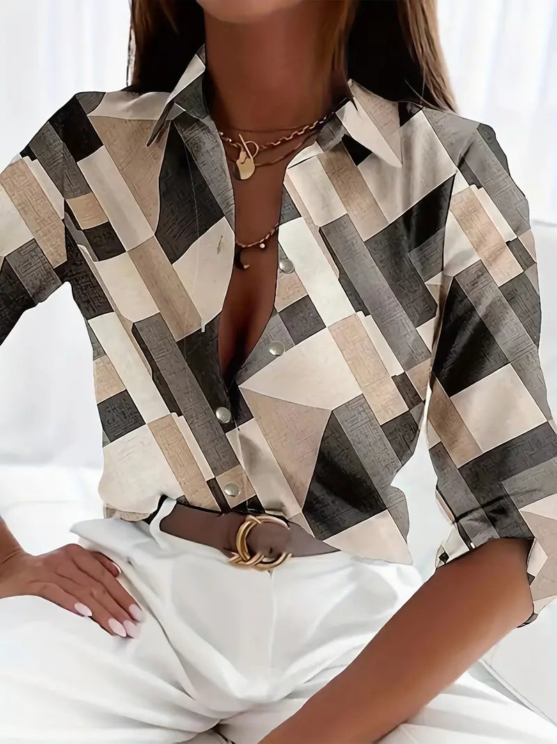 Elsinira – Stylish Printed Blouse with Buttons