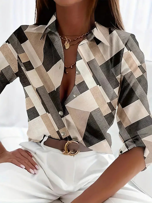 Elsinira – Stylish Printed Blouse with Buttons