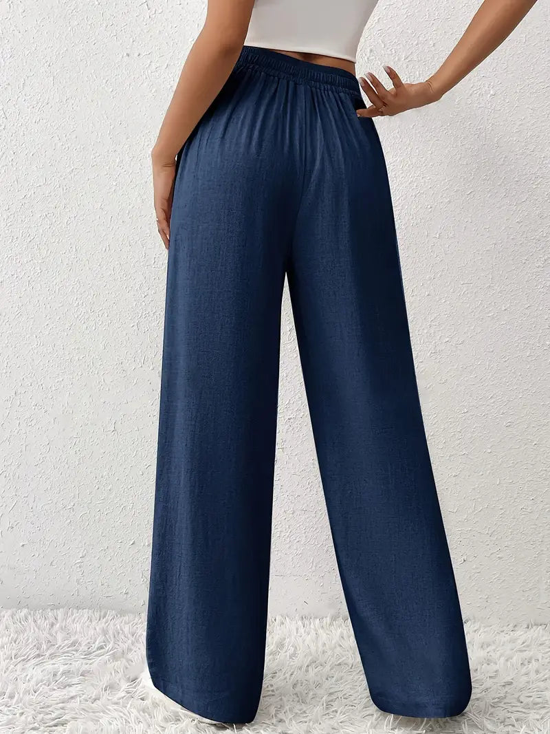 Yara – High-waisted Wide-leg Drawstring Lounge Pants