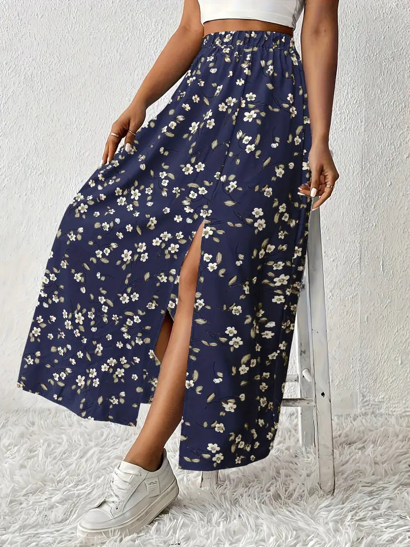 Louvina – Maxi Skirt with Floral Slit
