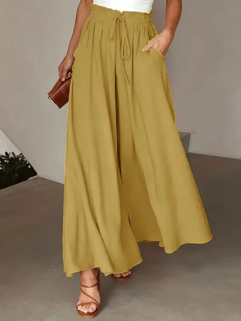 Bethy – High Waist Drawstring Wide-leg Trousers