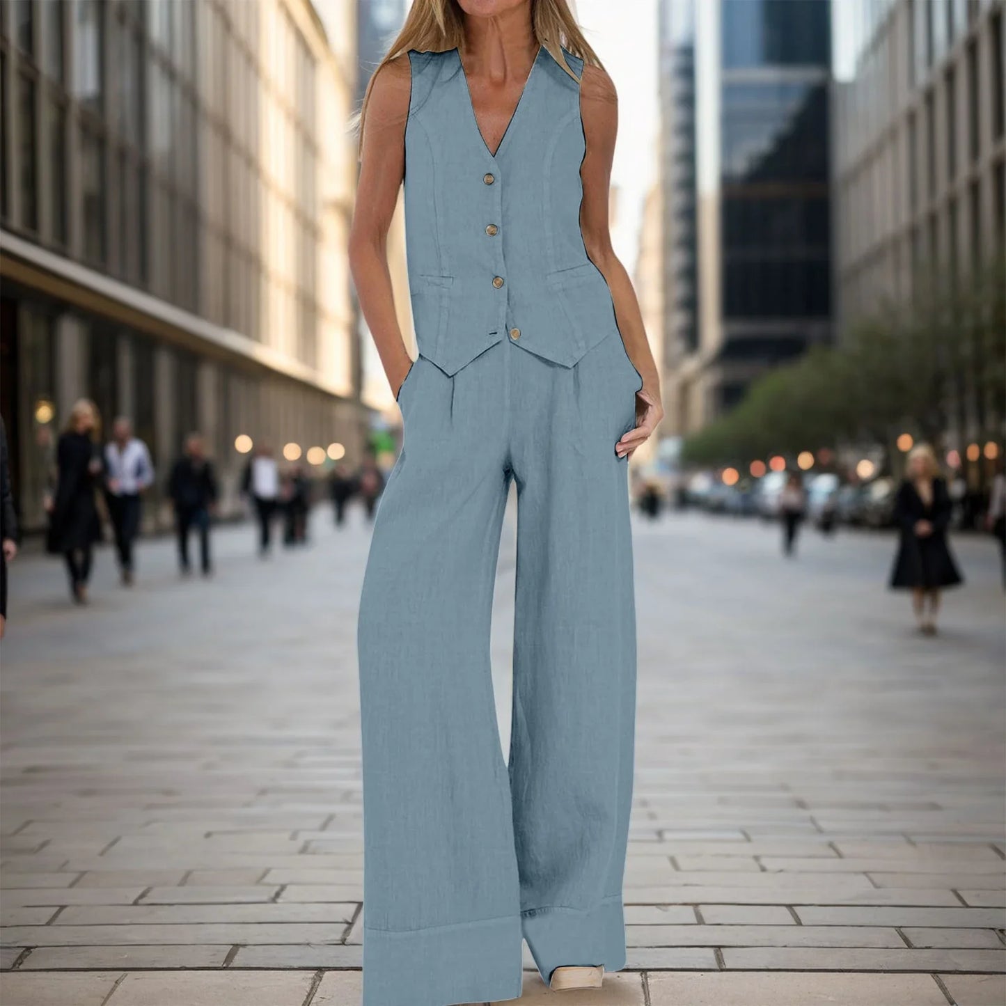 Soleil – Stylish Two-Piece Linen Suit Set