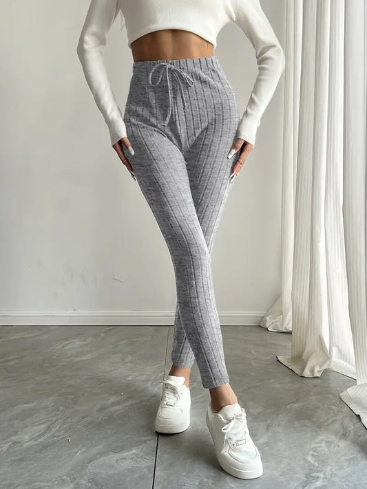 Anouk – Ribbed High-waisted Drawstring Leggings