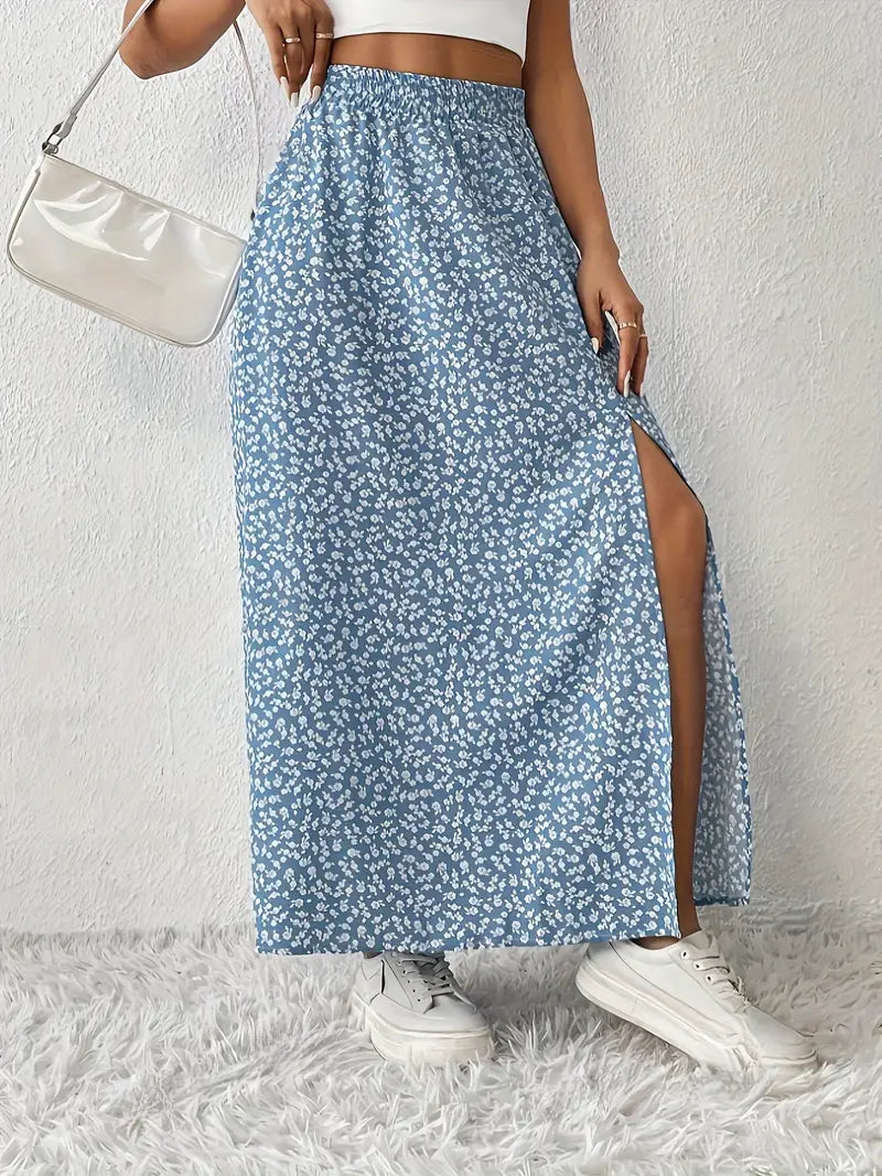 Aori – Elegant High-waisted Maxi Skirts with Floral Print