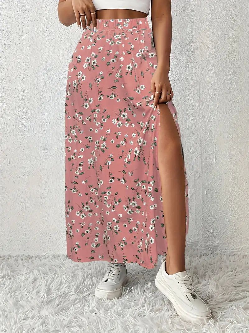 Louvina – Maxi Skirt with Floral Slit