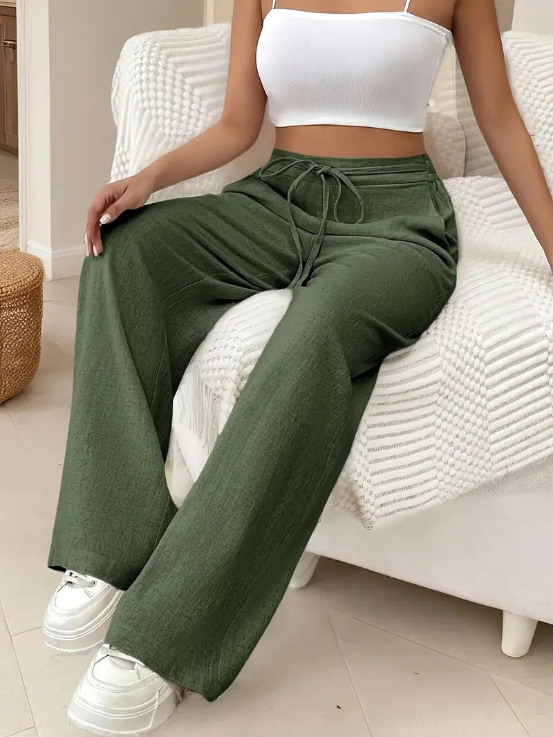 Yara – High-waisted Wide-leg Drawstring Lounge Pants
