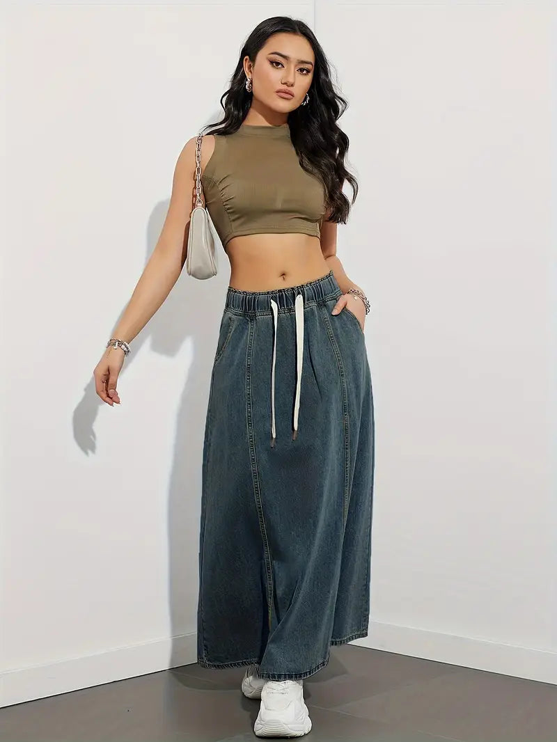 Adora – Denim Maxi Skirt
