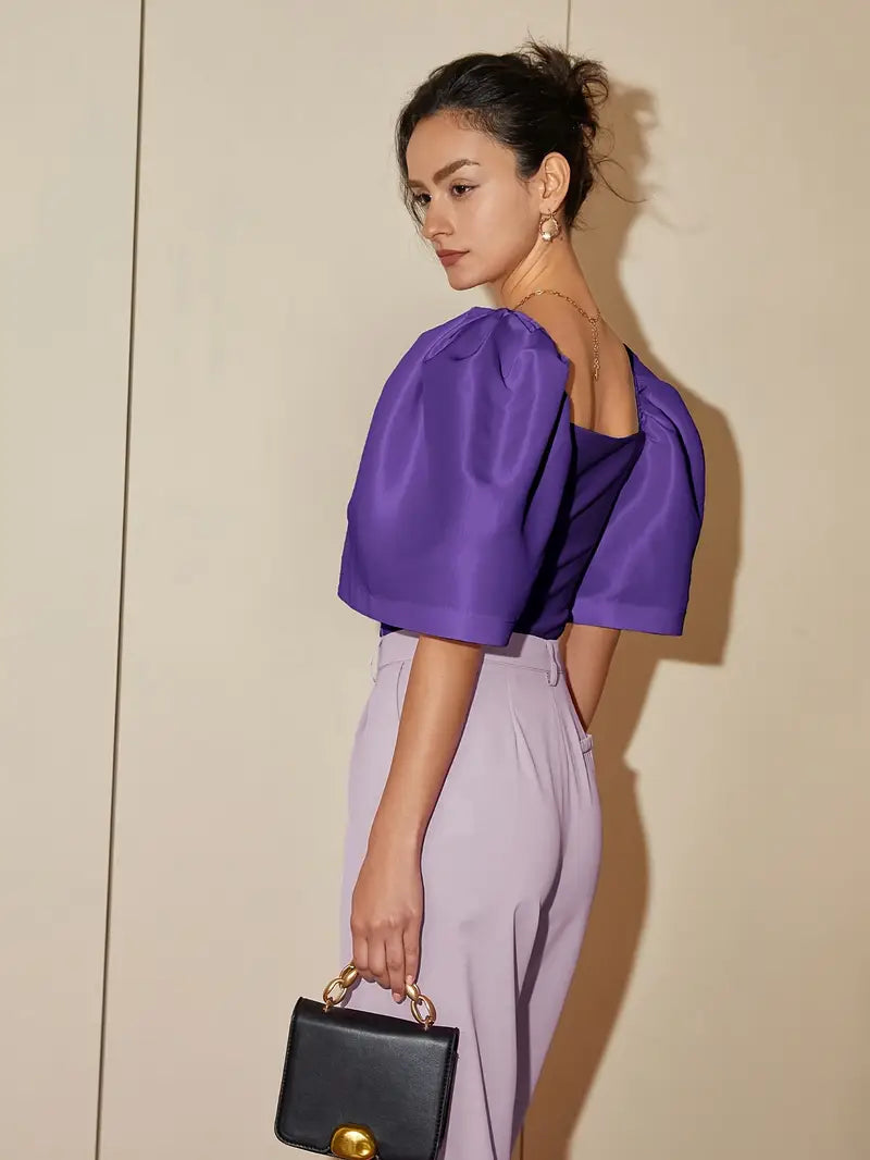 Clara – Stylish Satin Puff Sleeves Blouse
