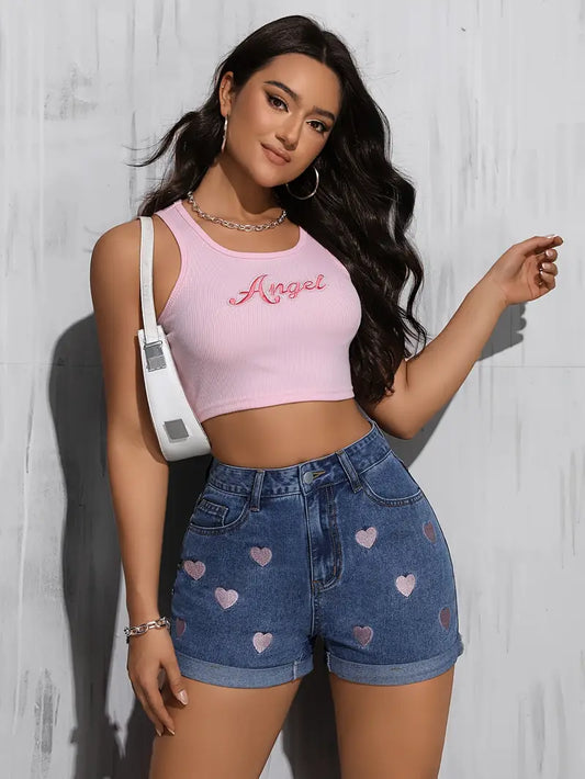 Azrielle – Cotton Shorts with Heart Print