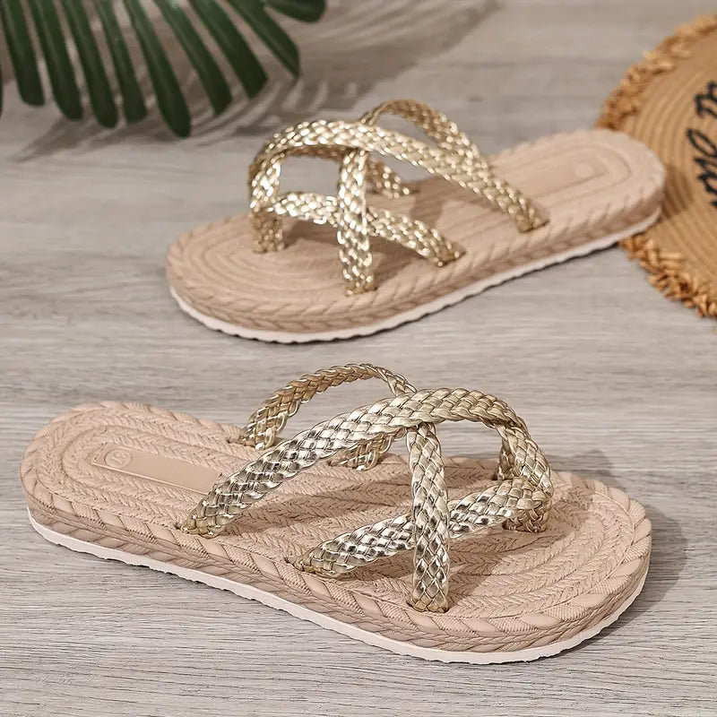 Becky – Coastal Charm Braided Mules