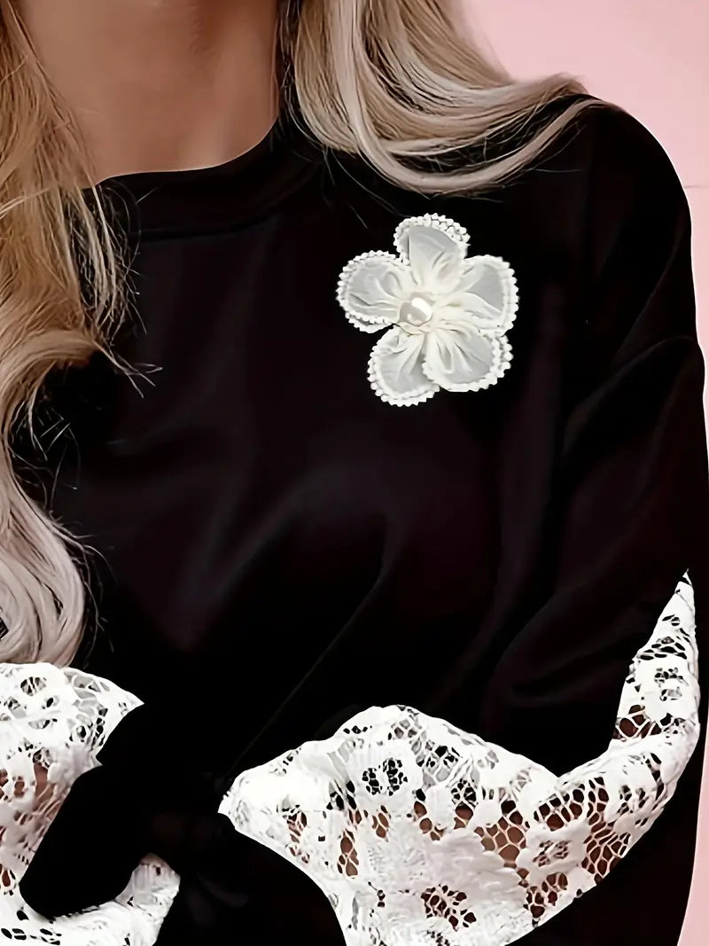Tafeta – Stylish Lace Flower Blouse