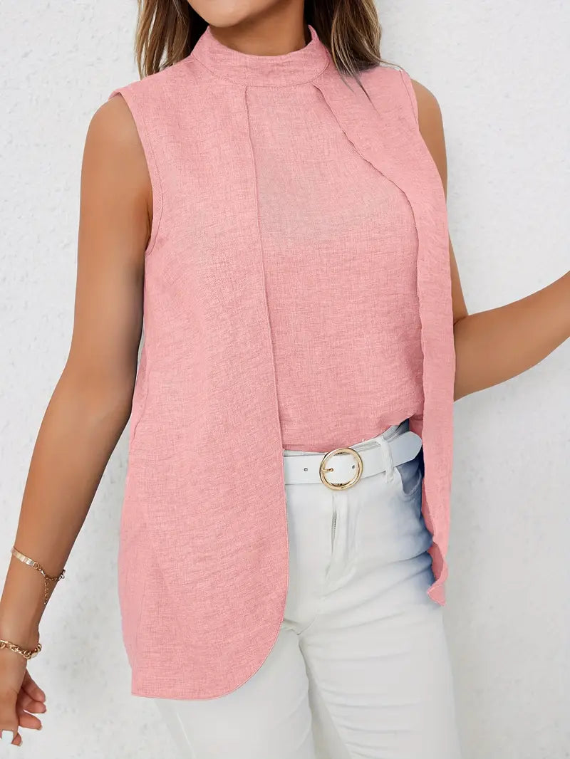 Zyra – Stylish Sleeveless Blouse with High Collar