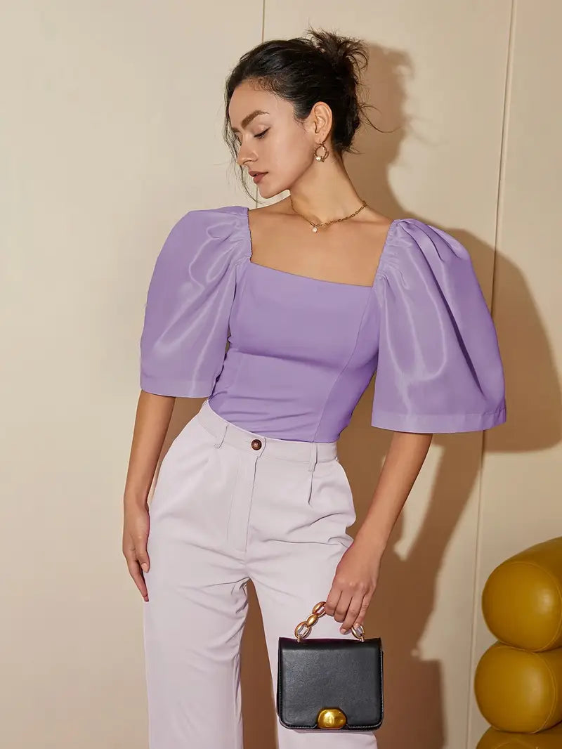 Clara – Stylish Satin Puff Sleeves Blouse