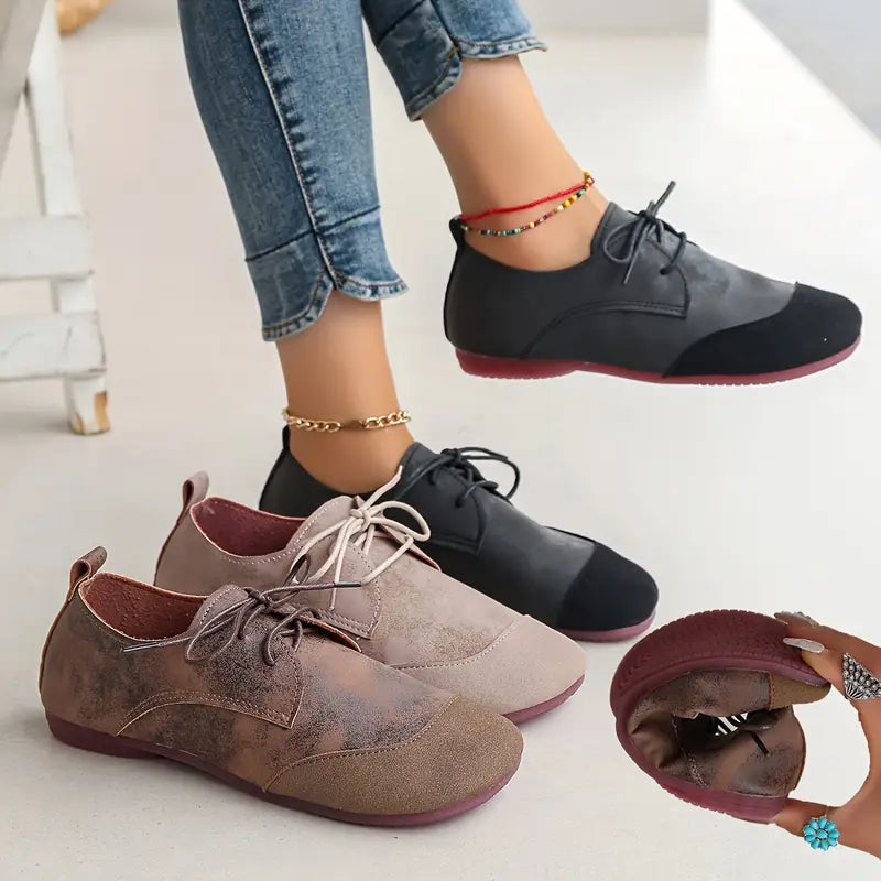 Elvessa – Stylish Lace-up Shoes Made of Oxford Leather