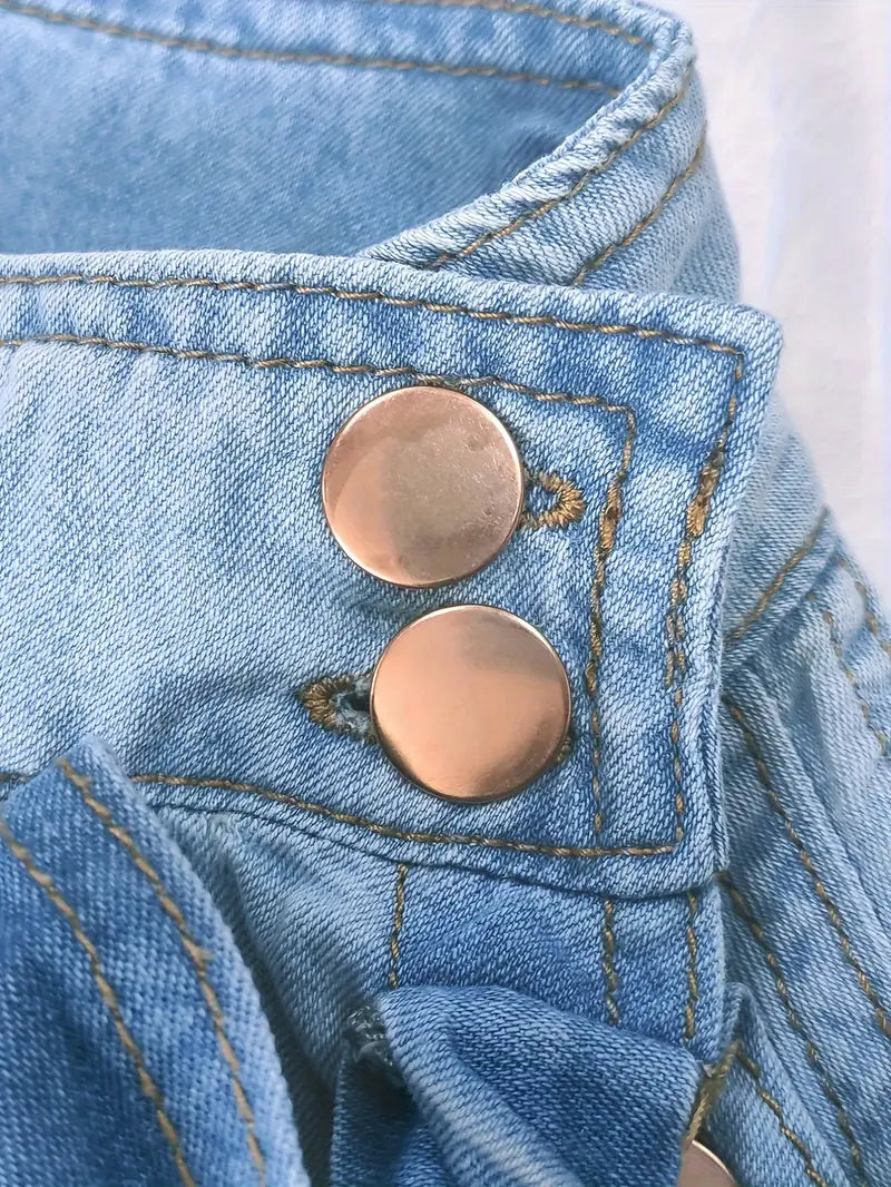 Anthea – Elegant High-Necked Denim Top