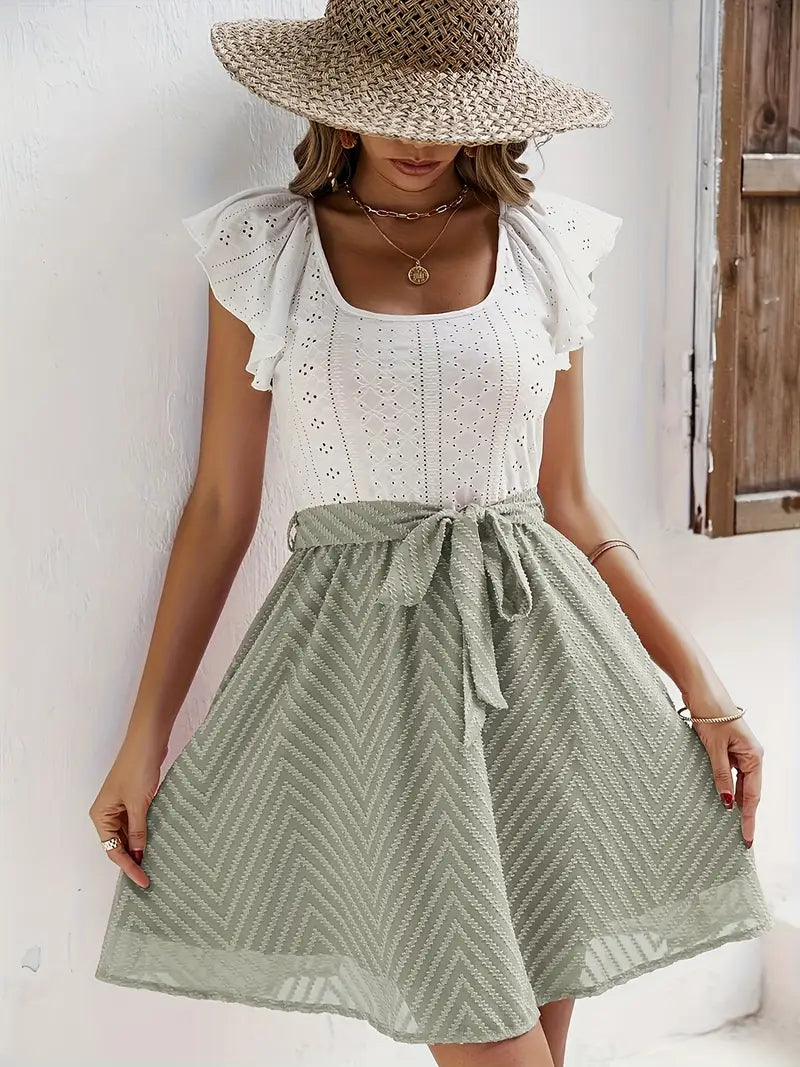 Wilhelmina – Cap-sleeve Top and Waist-waisted Skirt Set