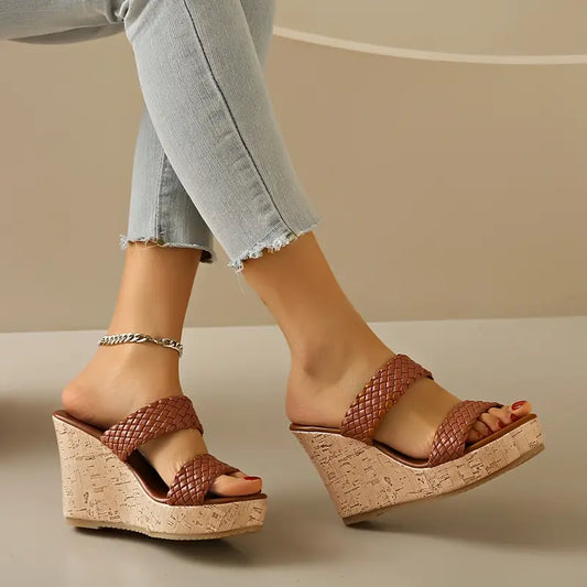 Bonnie - Wedge Sandals with Braided Strap