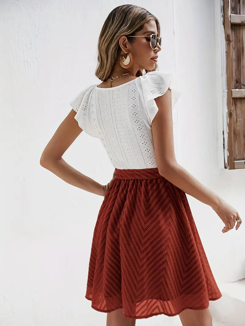 Wilhelmina – Cap-sleeve Top and Waist-waisted Skirt Set