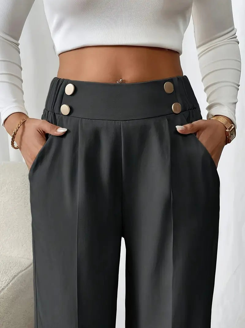 Lethoria – Elegant High-waisted Wide-leg Trousers