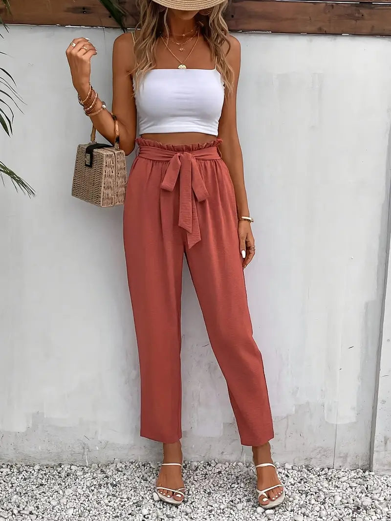 Alliana – High-waisted Trousers with Belt