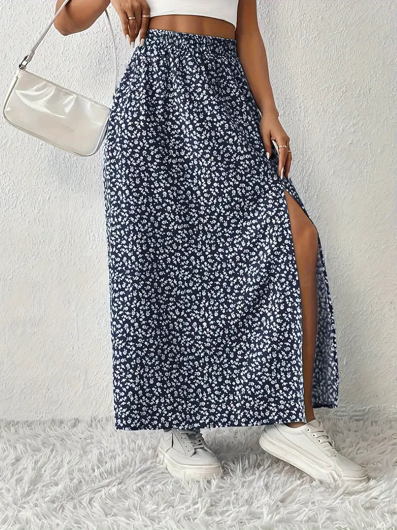Aori – Elegant High-waisted Maxi Skirts with Floral Print