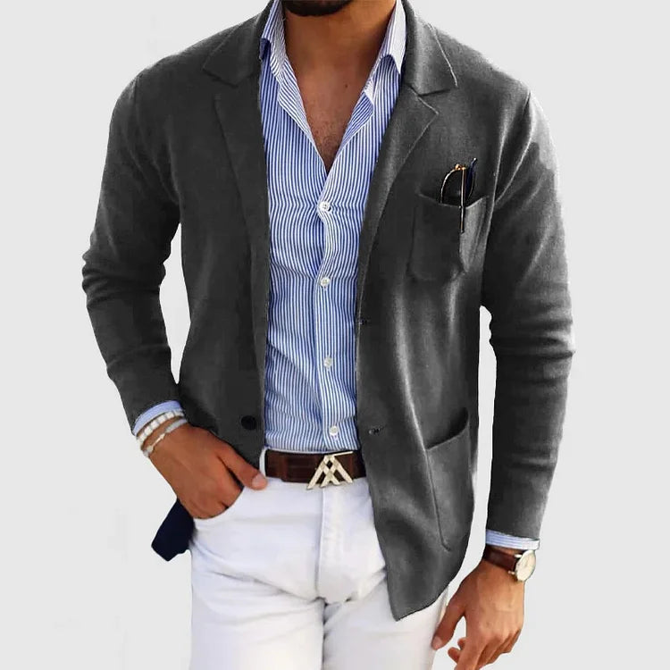 Stylish men's blazer with pockets, casual button-down collar, and lapels – Nico