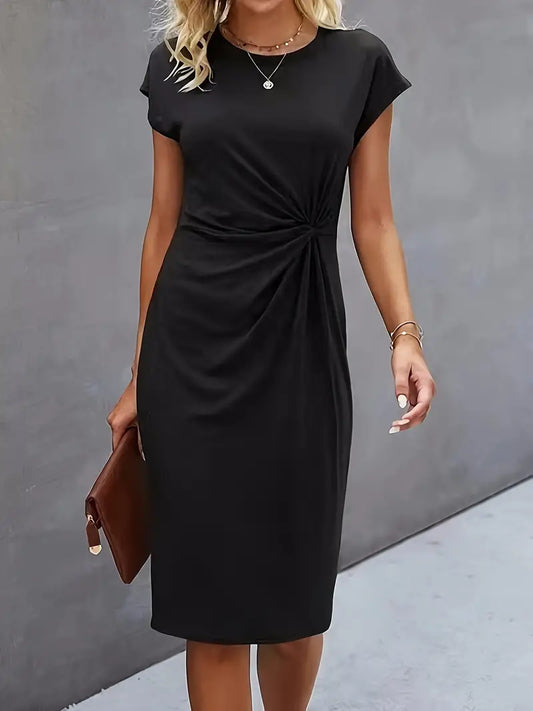 Sable – Figure-hugging Midi Dress with Side Knot Detail